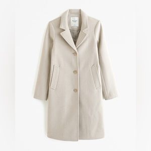 Abercrombie and Fitch Dad Coat Cream